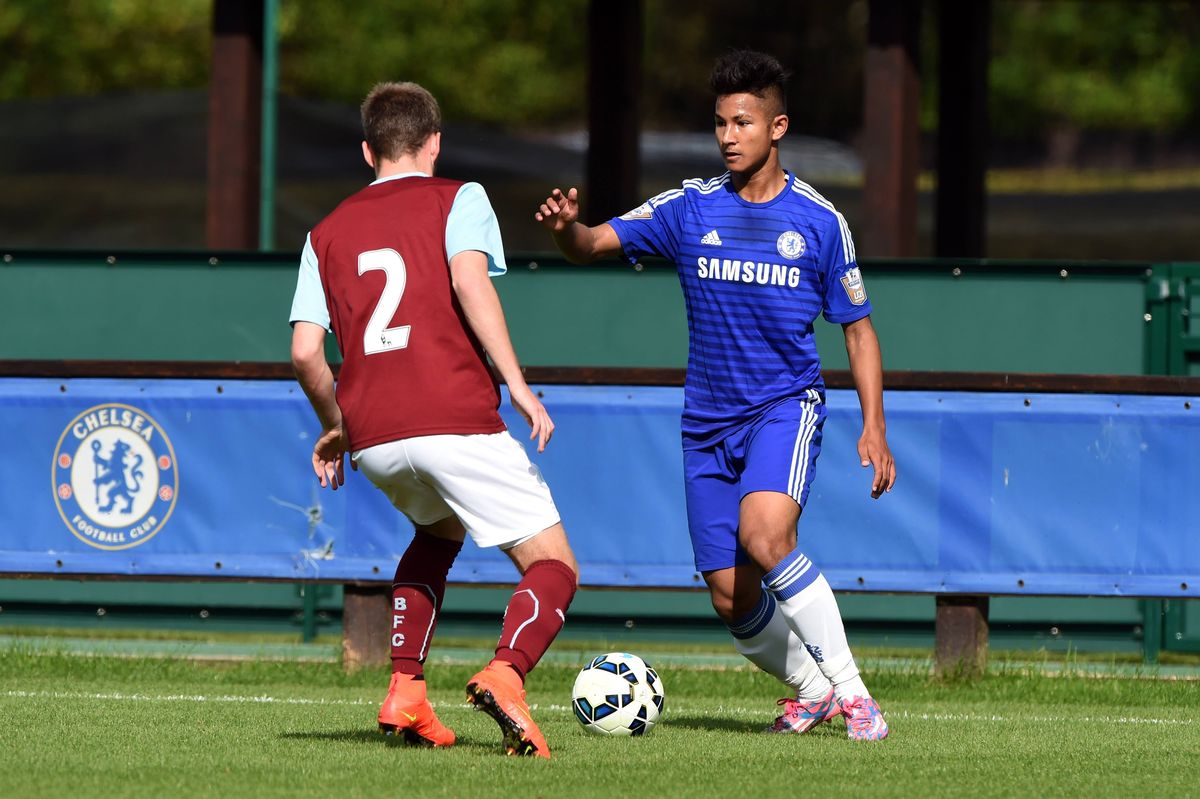 Chelsea's U21 Faiq Bolkiah during a friendly match Under 21 match between Chelsea and Burnley at the Cobham Training Ground