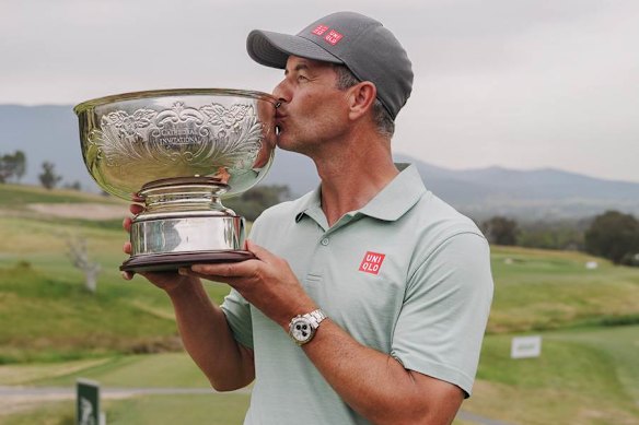 Adam Scott with the Cathedral Invitational trophy.