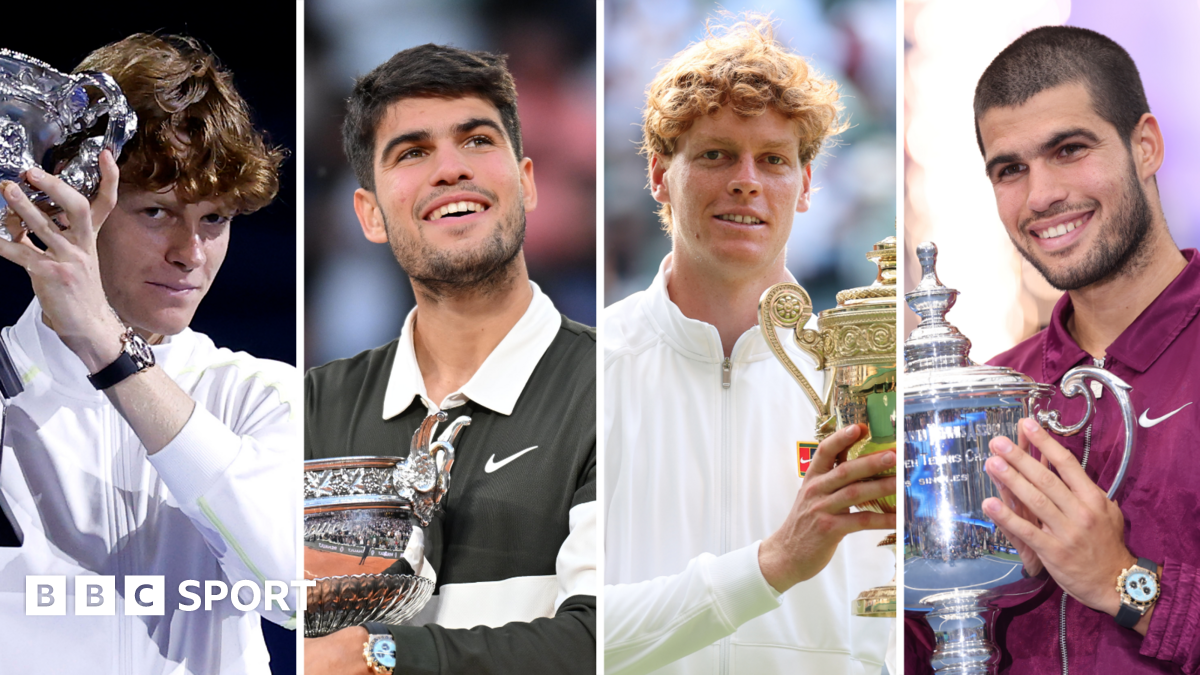 Jannik Sinner won the Australian Open and Wimbledon in 2025, while Carlos Alcaraz claimed the French Open and US Open