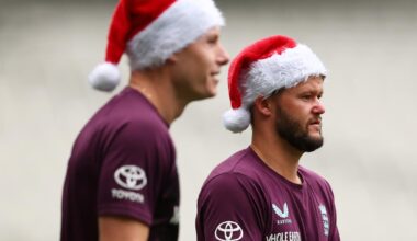 The Ashes: England players don Santa hats and kick soccer balls in low-key Christmas Day training session
