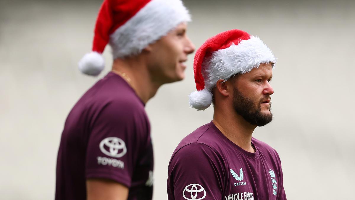 The Ashes: England players don Santa hats and kick soccer balls in low-key Christmas Day training session