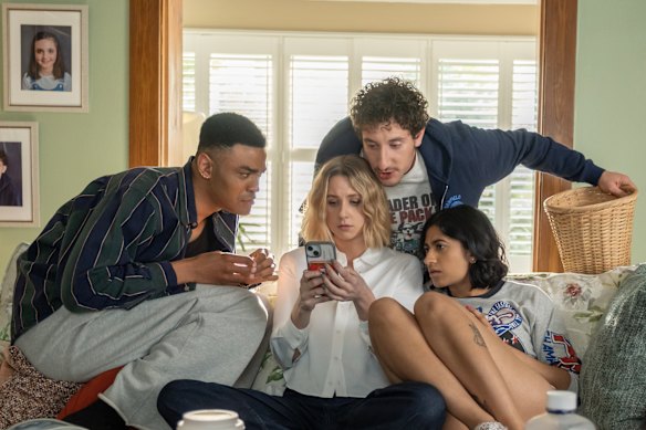 From left: Owen Thiele as Anton, Lucy Freyer as Billie, Malik Elassal as Samir and Amita Rao as Issa in Adults.