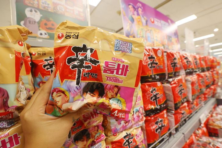  Nongshim Shin Ramyun instant noodles are displayed at a supermarket in Seoul, Oct. 28. Yonhap