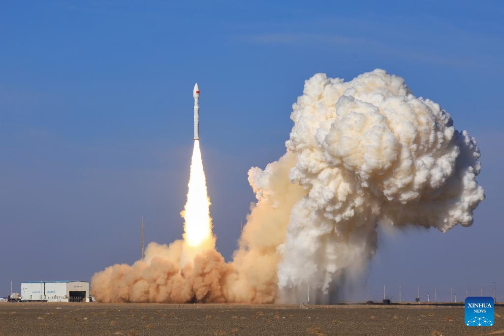 The Lijian-1, also known as Kinetica-1 Y11, carrier rocket carrying 9 satellites, including one from the United Arab Emirates, blasts off from the Dongfeng commercial space innovation pilot zone near the Jiuquan Satellite Launch Center in northwest China, Dec. 10, 2025. The rocket blasted off at 12:03 p.m. (Beijing Time) and successfully sent the satellites into their planned orbits. (Photo: Xinhua)
