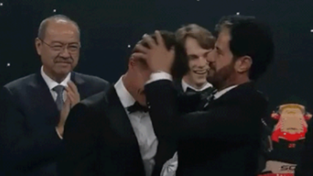 The FIA president ruffled Lando Norris' hair on stage. 