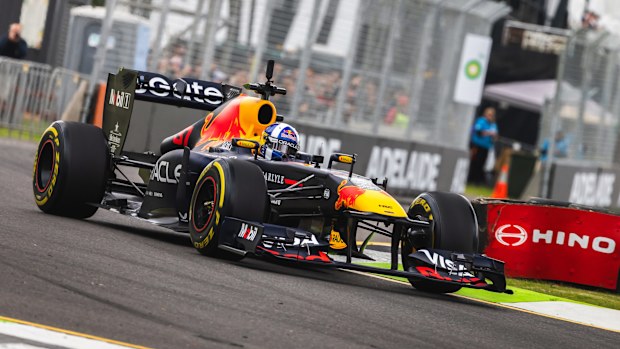 David Coulthard in the RB7 took to the streets of Adelaide. 