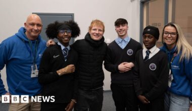 Surprise visit from Ed Sheeran 'encourages Coventry students'