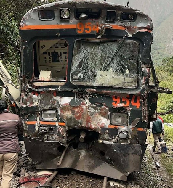 One of the locomotives involved in the crash.