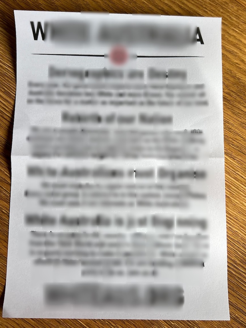 A blurred image of a flyer. 