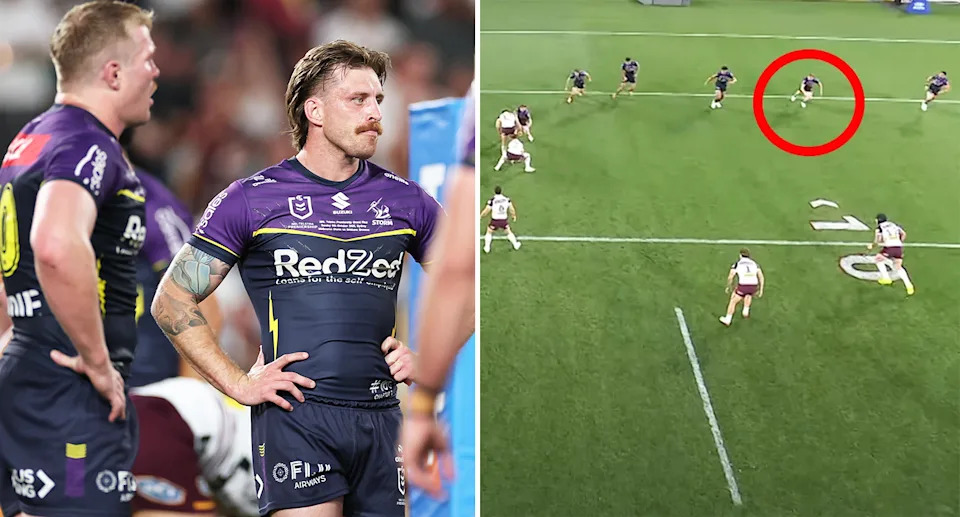 Tyran Wishart, pictured here playing out of position for the Melbourne Storm in the NRL grand final.