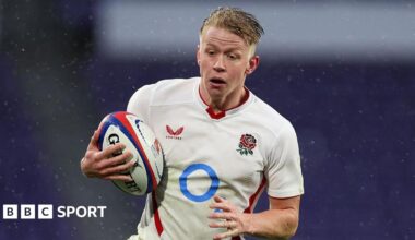 Josh Hodge running with the ball for England A against Spain in November