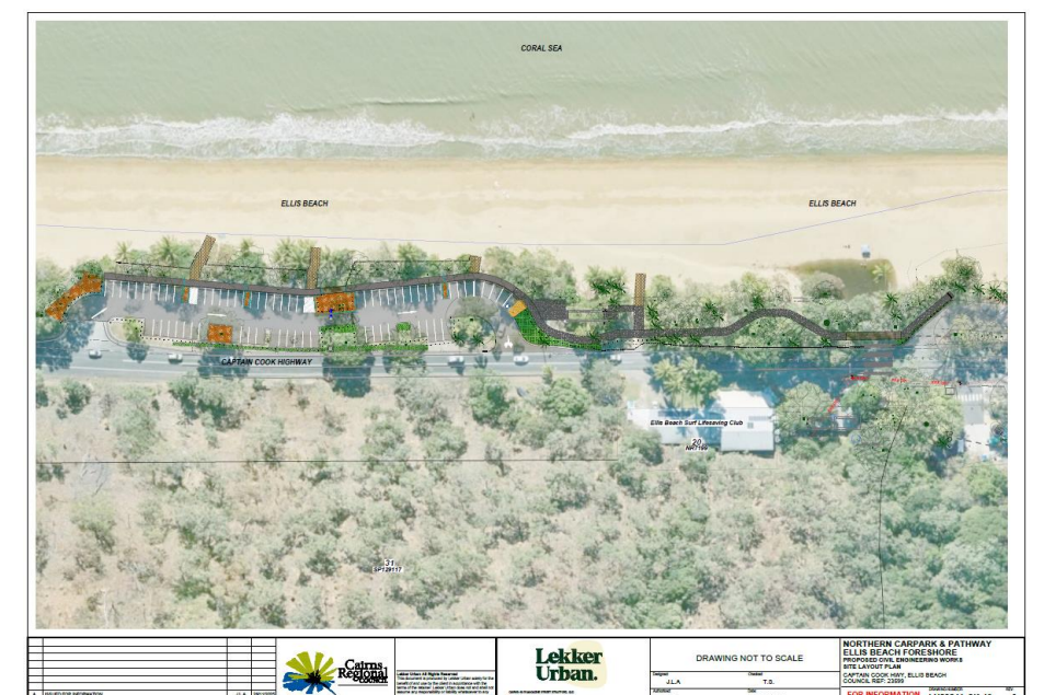 A plan of the new carpark and other upgrades at Ellis Beach. Picture: Cairns Regional Council