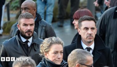 Mani's funeral latest: David Beckham and Gary Neville among stars at Manchester Cathedral