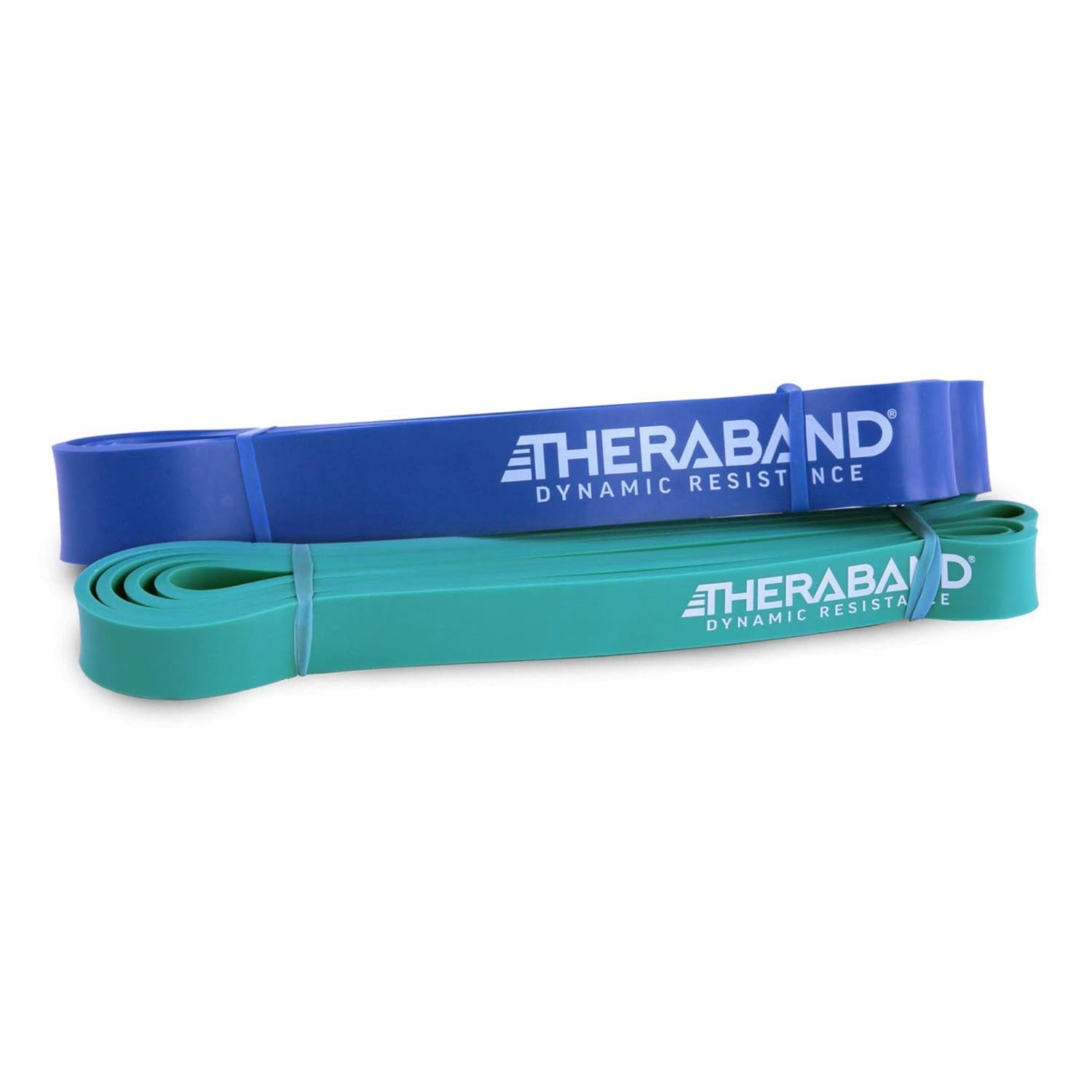 Theraband High Resistance Bands, Set of 2 Elastic Super Bands for Improving Flexibility, Injury Rehab, &amp; Full Body Workouts, Heavy Duty Stretch Bands for Lifting, 1 Medium &amp; 1 Heavy Band, Multicolor