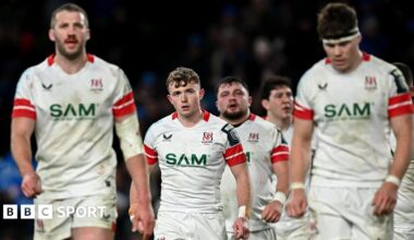 Ulster players dejected at full time