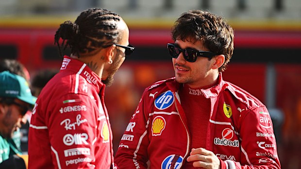 Lewis Hamilton and Charles Leclerc of Ferrari.