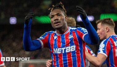 Ibrahim Cisse celebrates scoring for KuPS against Crystal Palace in the Conference League