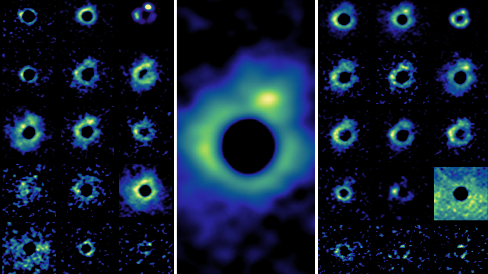 Different faces of the dying star W Hydrae seen in different molecular lines with ALMA. Shown here are 30 faces out of 57 images in total.