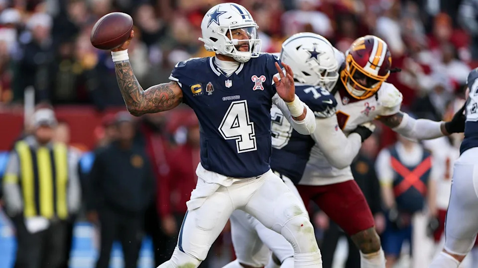 Dallas Cowboys quarterback Dak Prescott throws the ball against the Washington Commanders