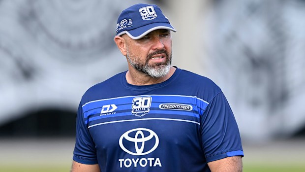 Cowboys coach Todd Payten looks on during his team's training session.