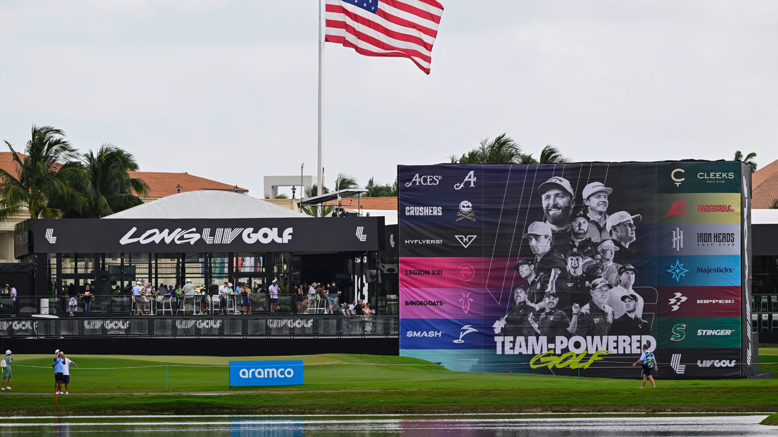 Signage at a LIV Golf tournament