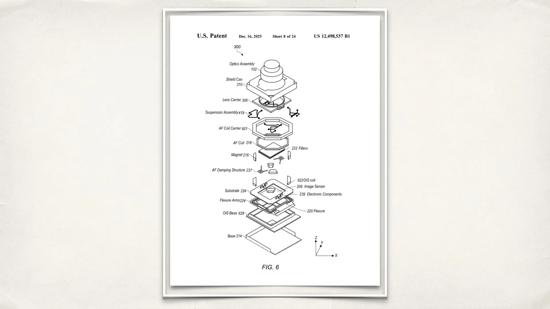 Apple patent: "Flexure Module Component Configurations For Camera With Moveable Image Sensor"