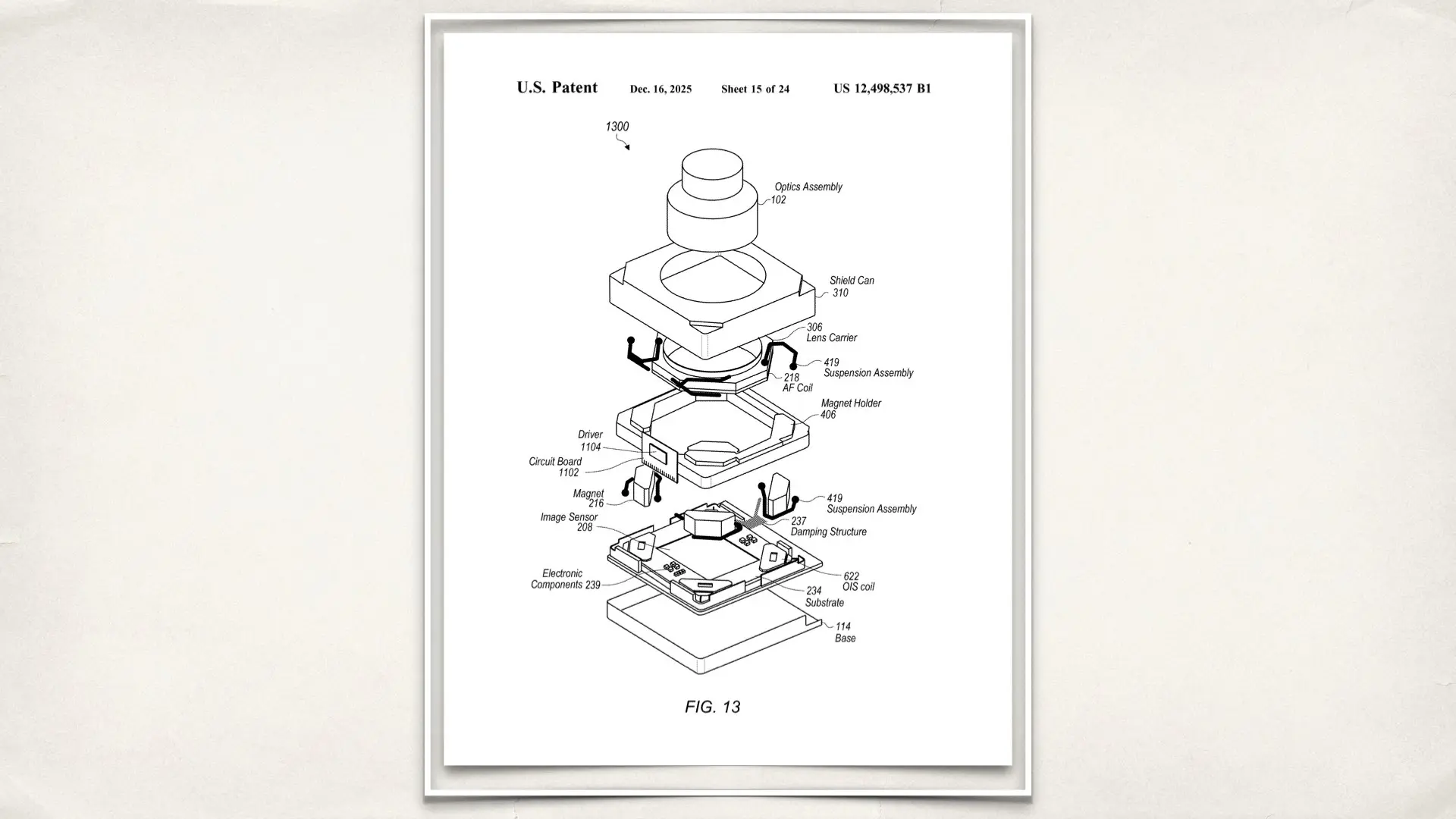 Apple patent: "Flexure Module Component Configurations For Camera With Moveable Image Sensor"