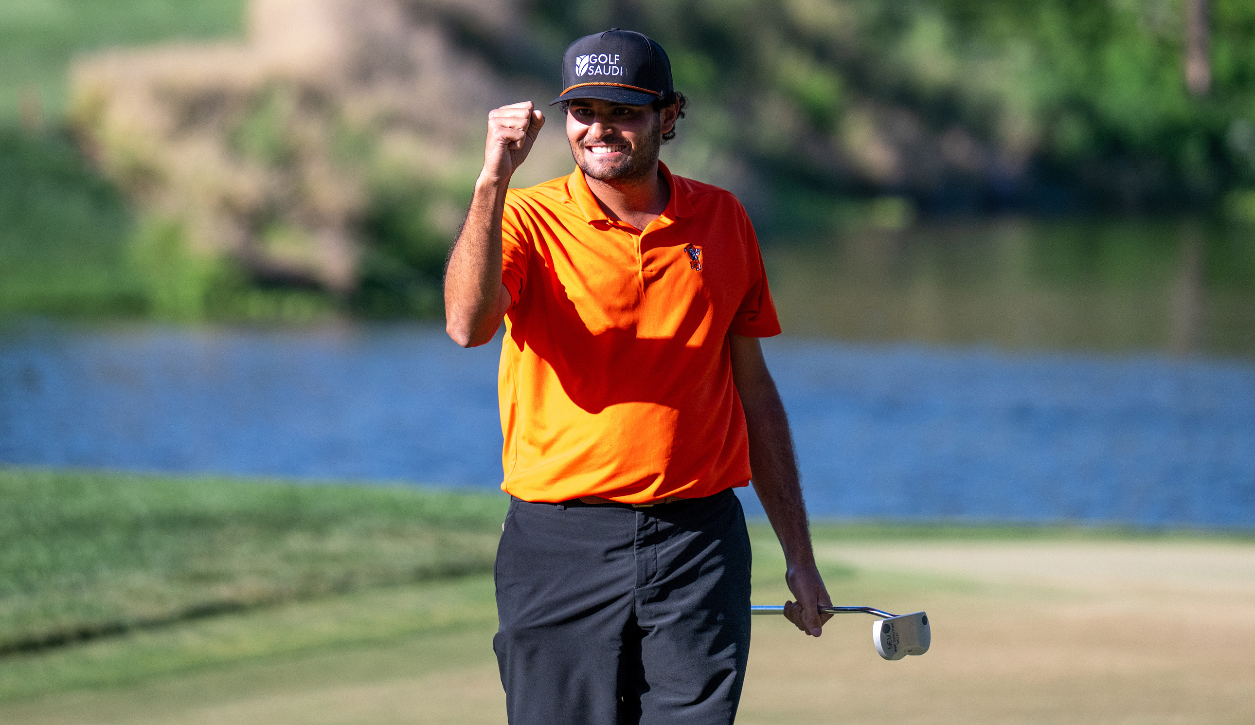 Eugenio Chacarra walks off the green celebrating