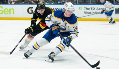 Last-place Canucks blow lead in loss to Sabres