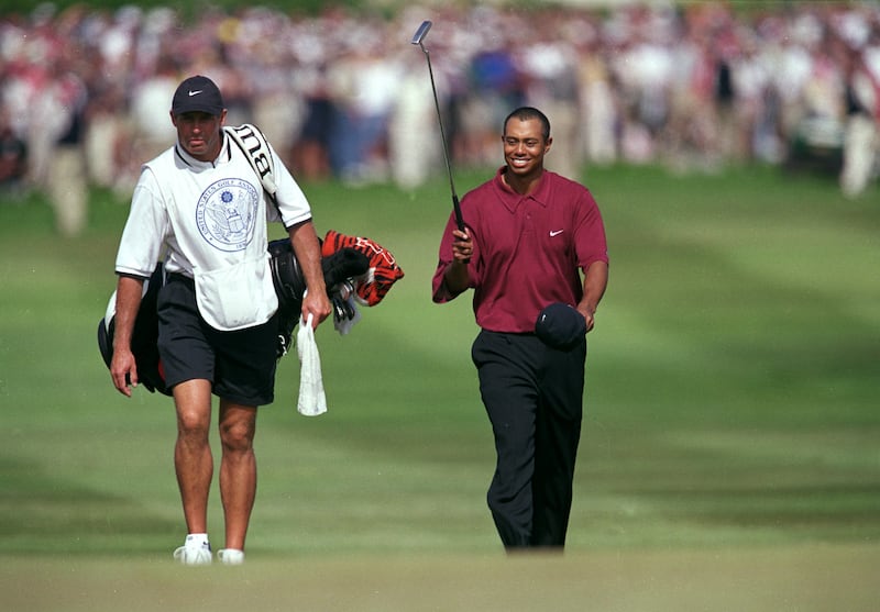Tiger Woods walks up to the 18th hole during the 100th US Open at the Pebble Beach Golf Links in Pebble Beach, California. Photograph: Jamie Squire/ Allsport