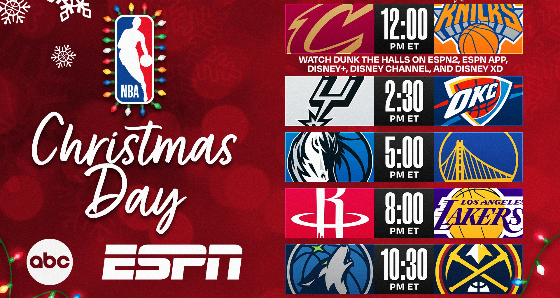 Disney, ESPN and the NBA present: Dunk the Halls, the live animated Cavs vs. Knicks on Christmas Day