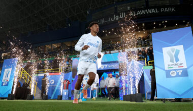 RIYADH, SAUDI ARABIA - DECEMBER 22: David Neres of SSC Napoli makes his way out to warm up prior to the Supercoppa Italiana Final between SSC Napoli and Bologna FC 1909 at King Saud University Stadium on December 22, 2025 in Riyadh, Saudi Arabia. (Photo by Yasser Bakhsh/Getty Images)