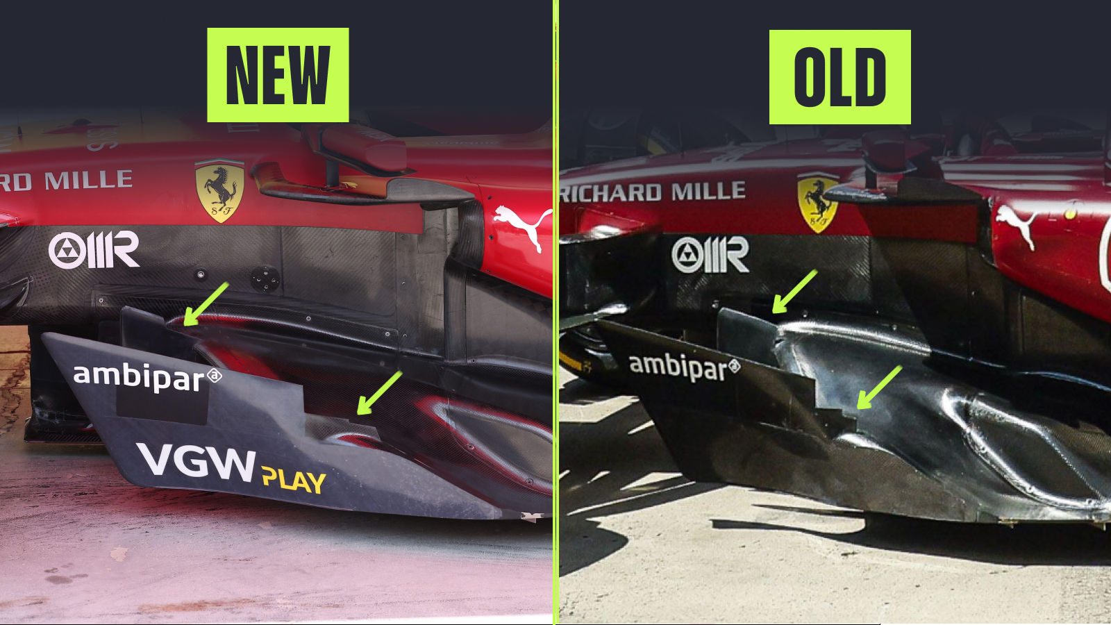 FERRARI SF-25 FLOOR FENCE COMPARISON (2)
