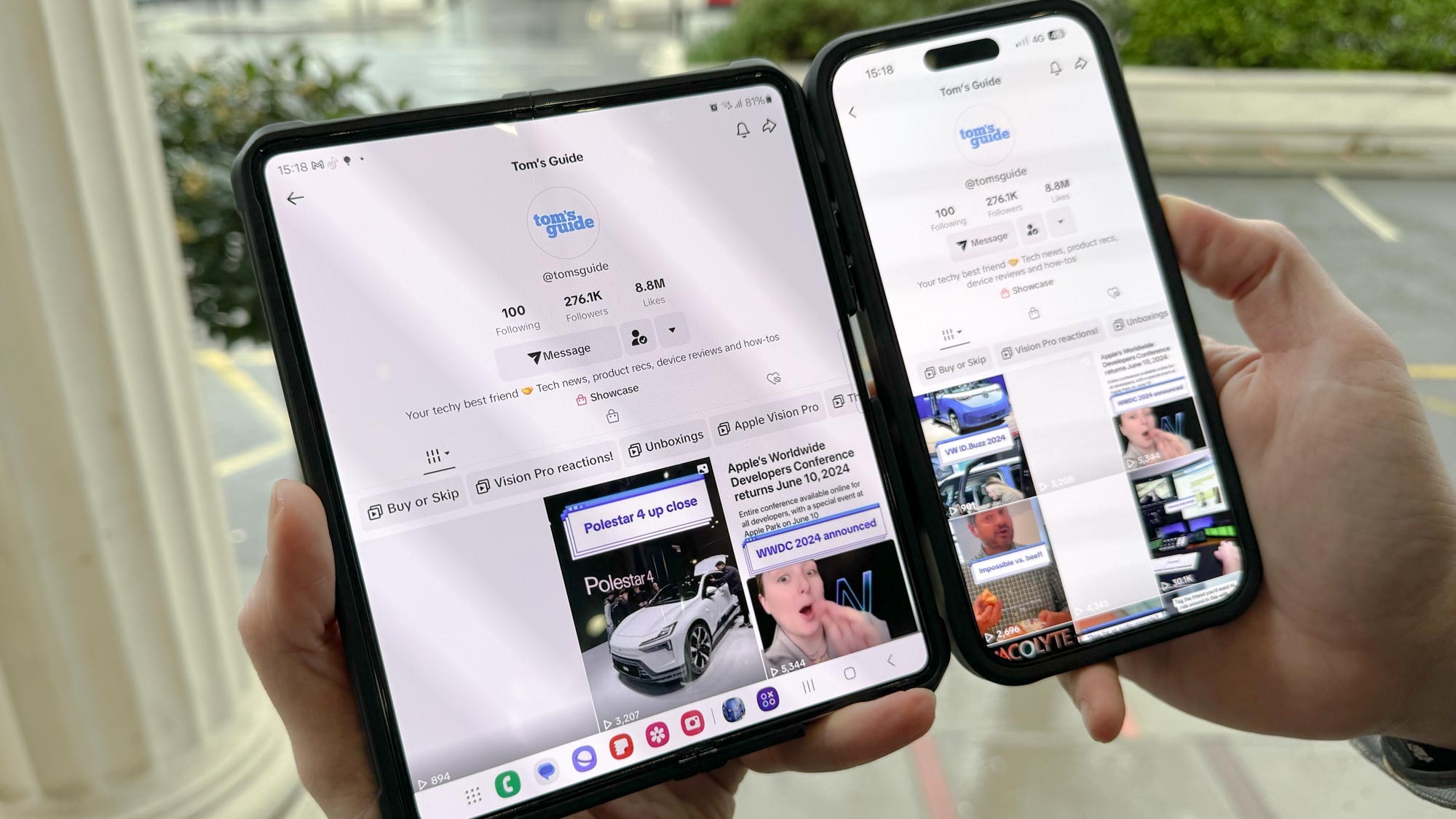 Galaxy Z Fold 5 vs iPhone 14 Pro Max apps test tiktok