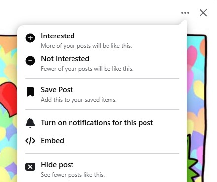 The Interested and Not interested options on facebook posts.