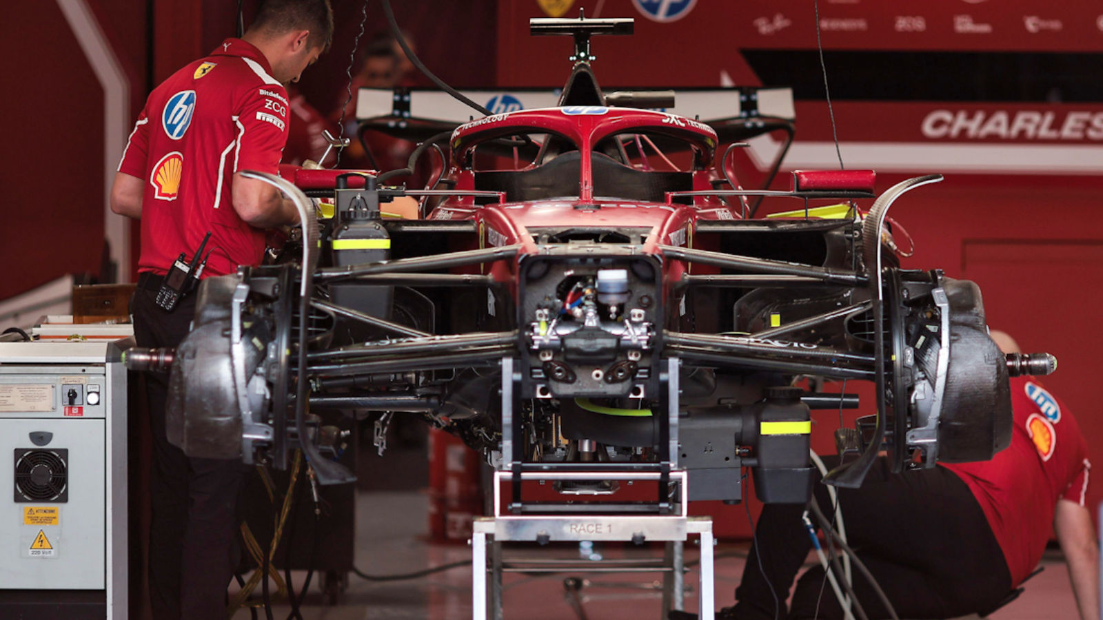 Ferrari SF-25 in garage