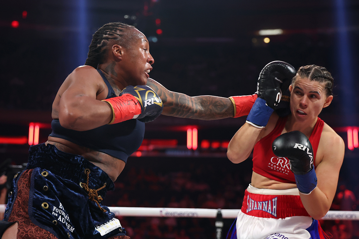 Shadasia Green and Savannah Marshall delivered the fight of the year in their IBF and WBO super middleweight title bout at Madison Square Garden. Photo by Al Bello/Getty Images for Netflix