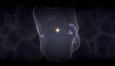 This artist illustration shows the Local Bubble surrounding the Sun.