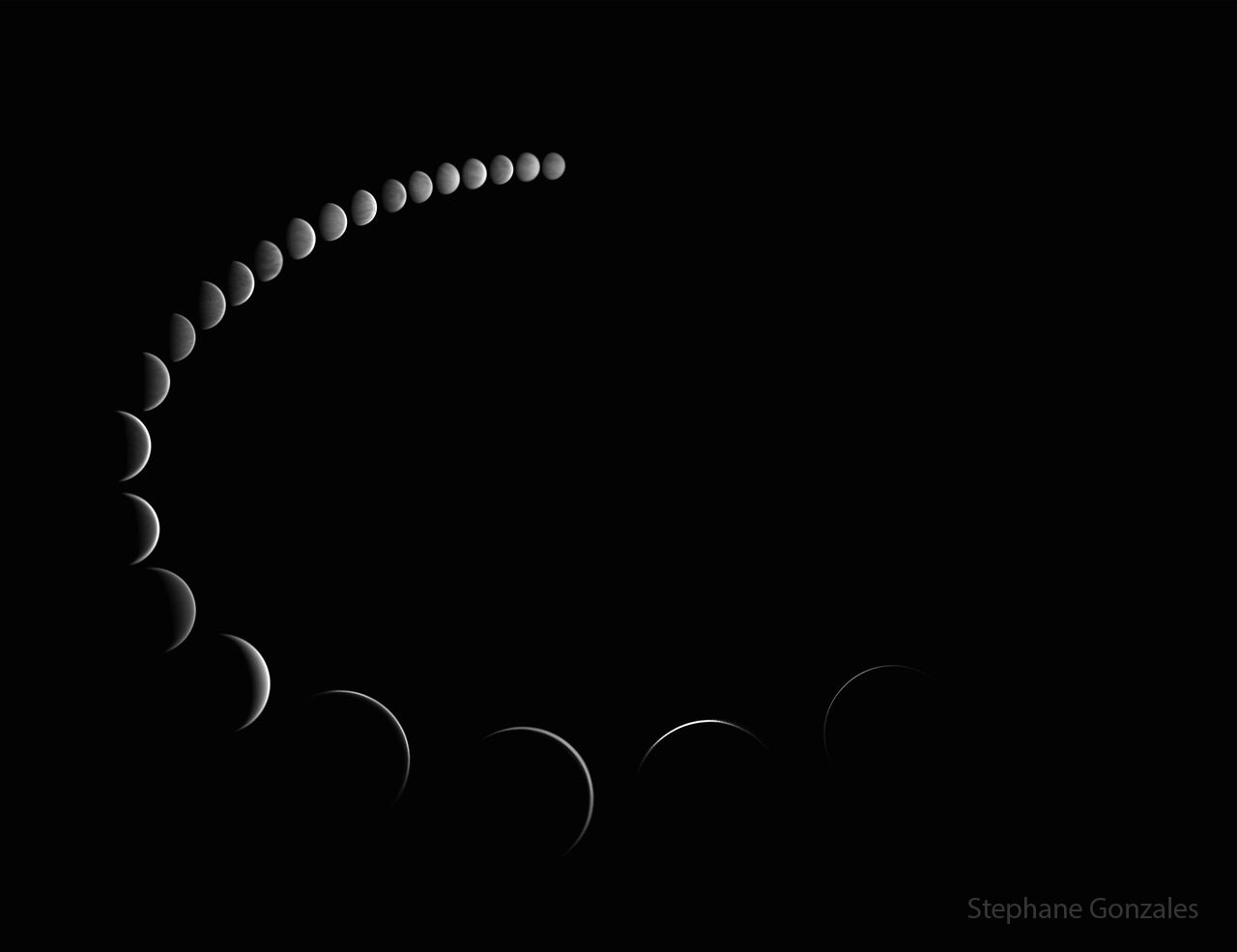 Phases of Venus captured over the period of 6 months.