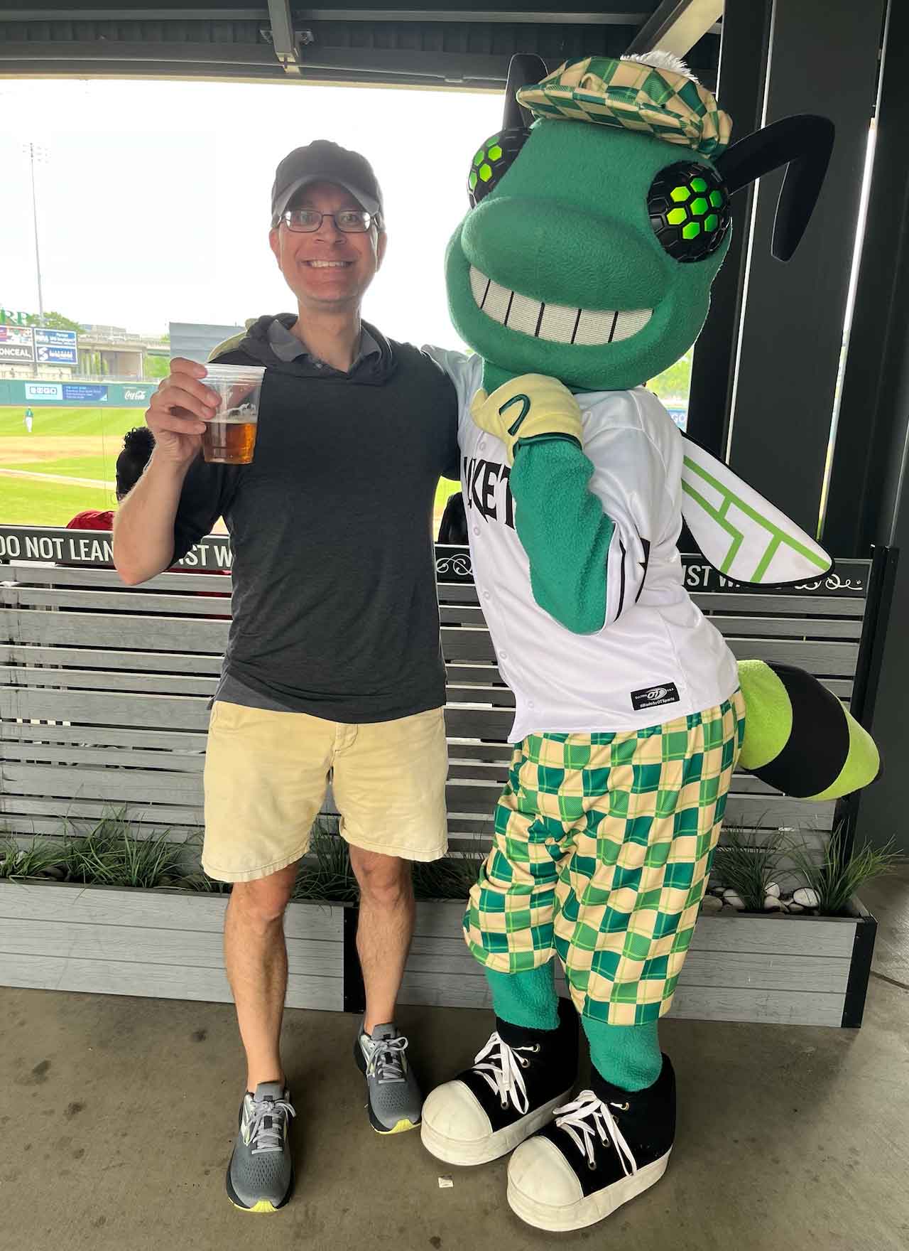 nick piastowski and the augusta greenjacket mascot
