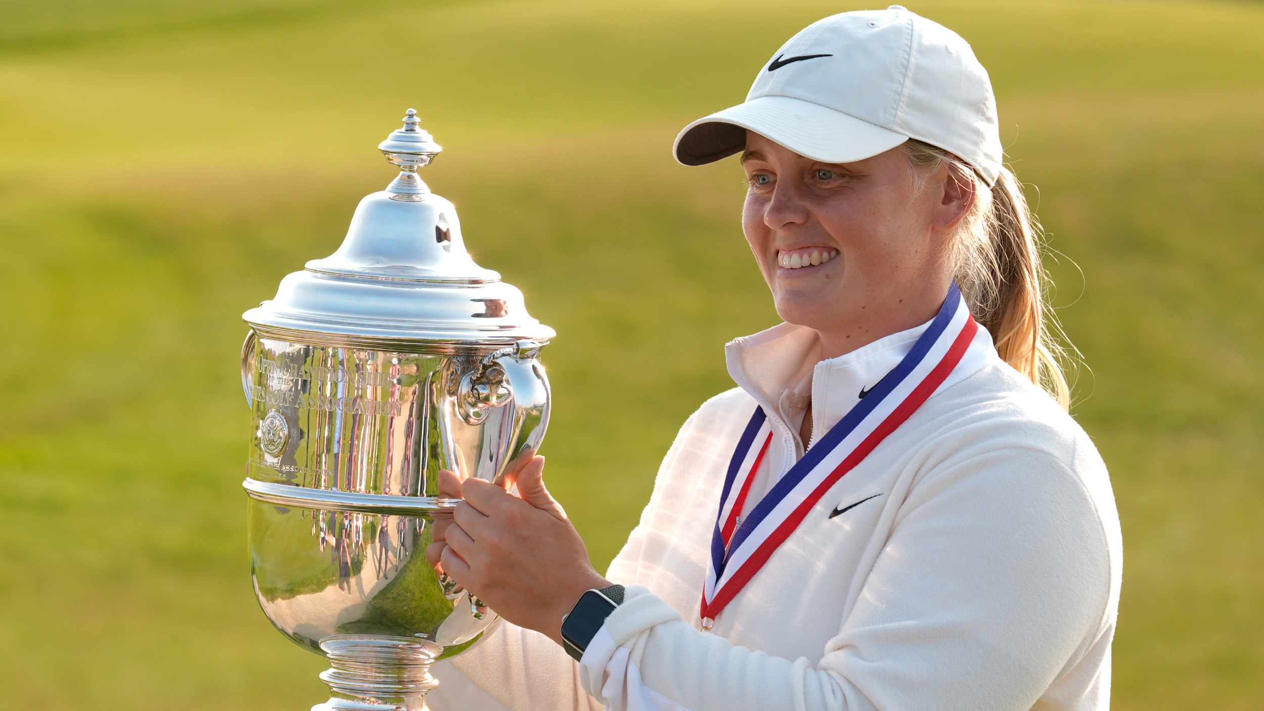 Maja Stark with the trophy after victory in the US Women's Open