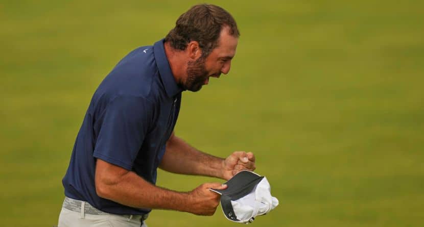 Scottie Scheffler of the United States celebrates after winning the British Open golf championship at the Royal Portrush Golf Club, Northern Ireland, Sunday, July 20, 2025. (AP Photo/Francisco Seco)