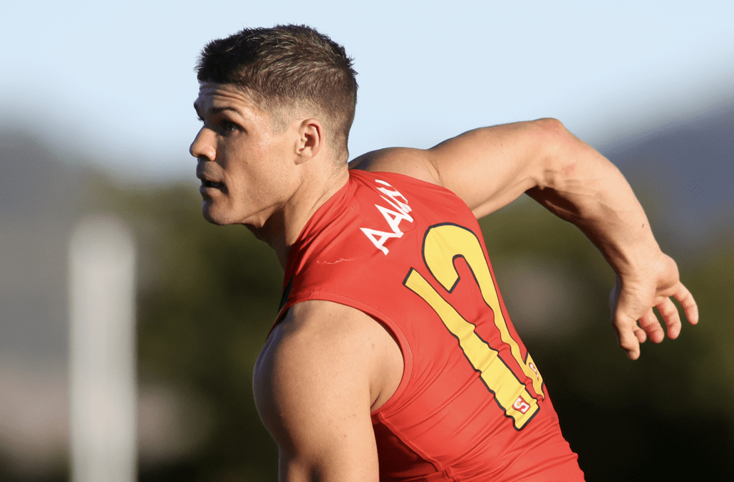 TANUNDA, AUSTRALIA - APRIL 12: Tom Lewis of the SANFL during the 2025 AAMI State Men's Game between SANFL and VFL at Tanunda Recreation Park on April 12, 2025 in Tanunda, Australia. (Photo by Kelly Barnes/AFL Photos/via Getty Images)