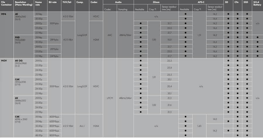 Leica SL3-S recording formats 