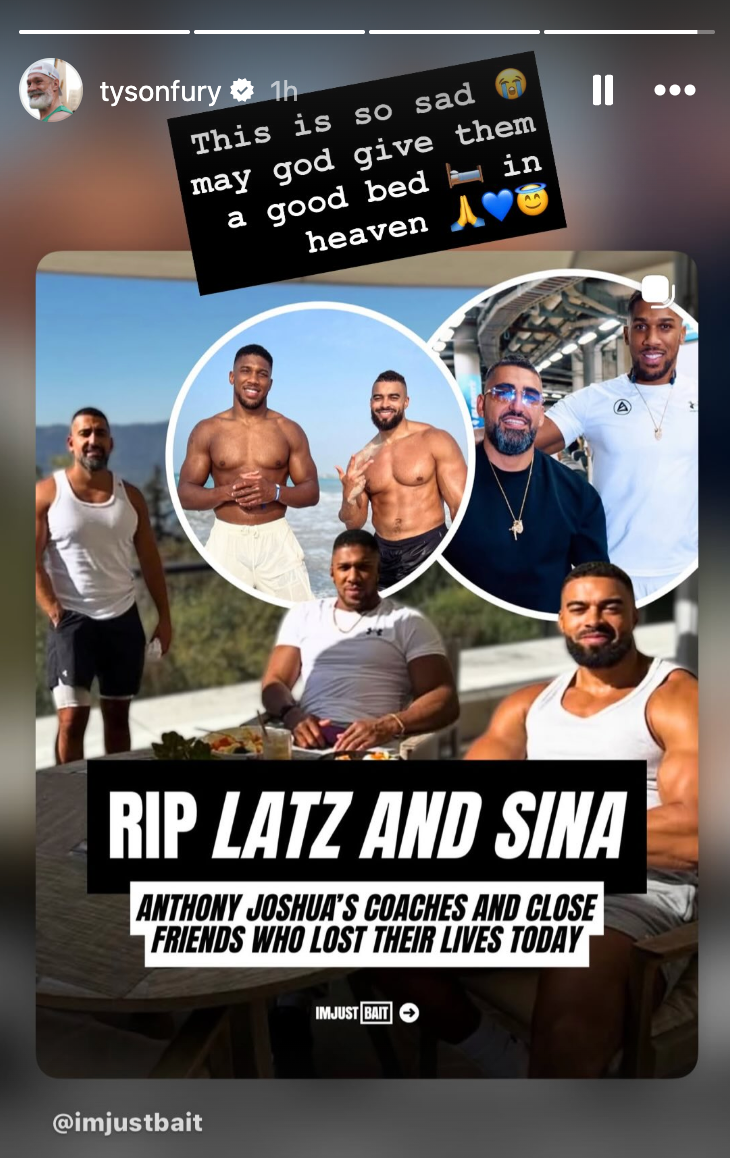 Tyson Fury pays tribute to Anthony Joshua’s deceased friends