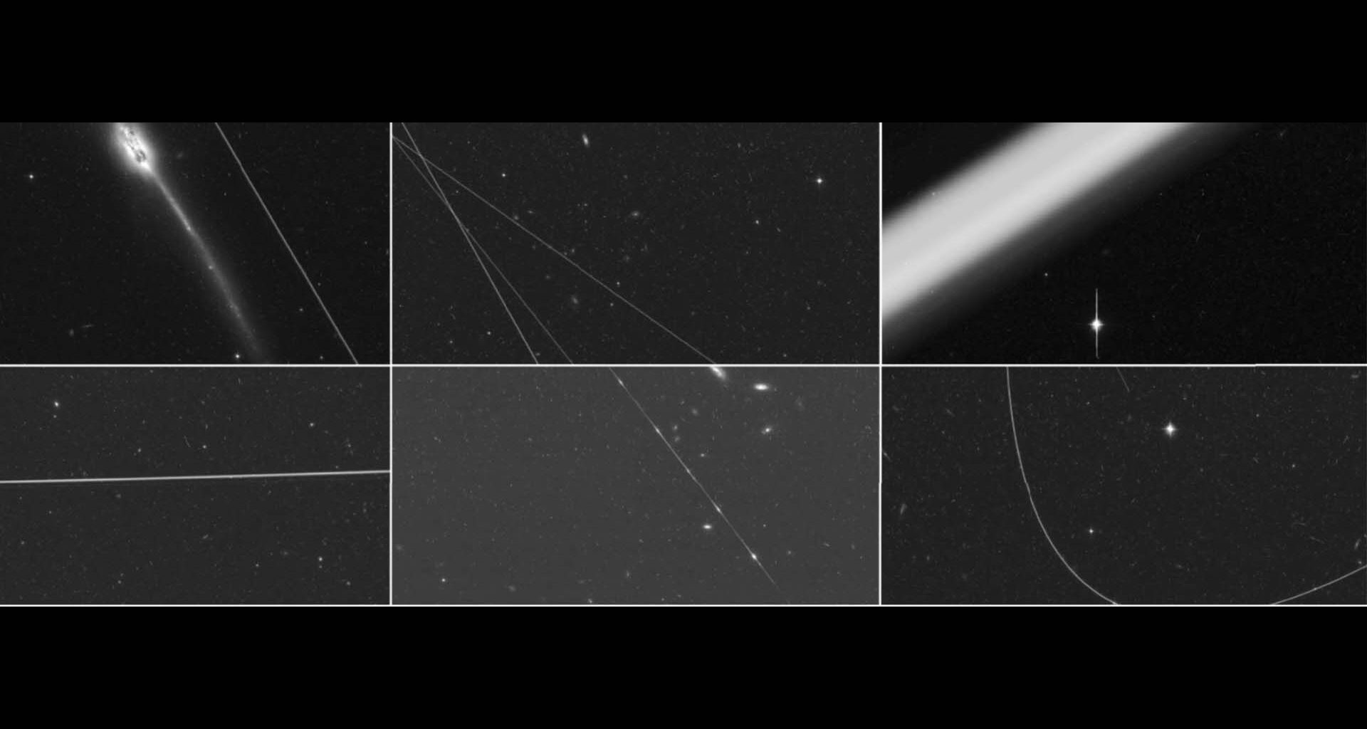 Satellite trails seen in Hubble Space Telescope images taken between 2002 and 2021