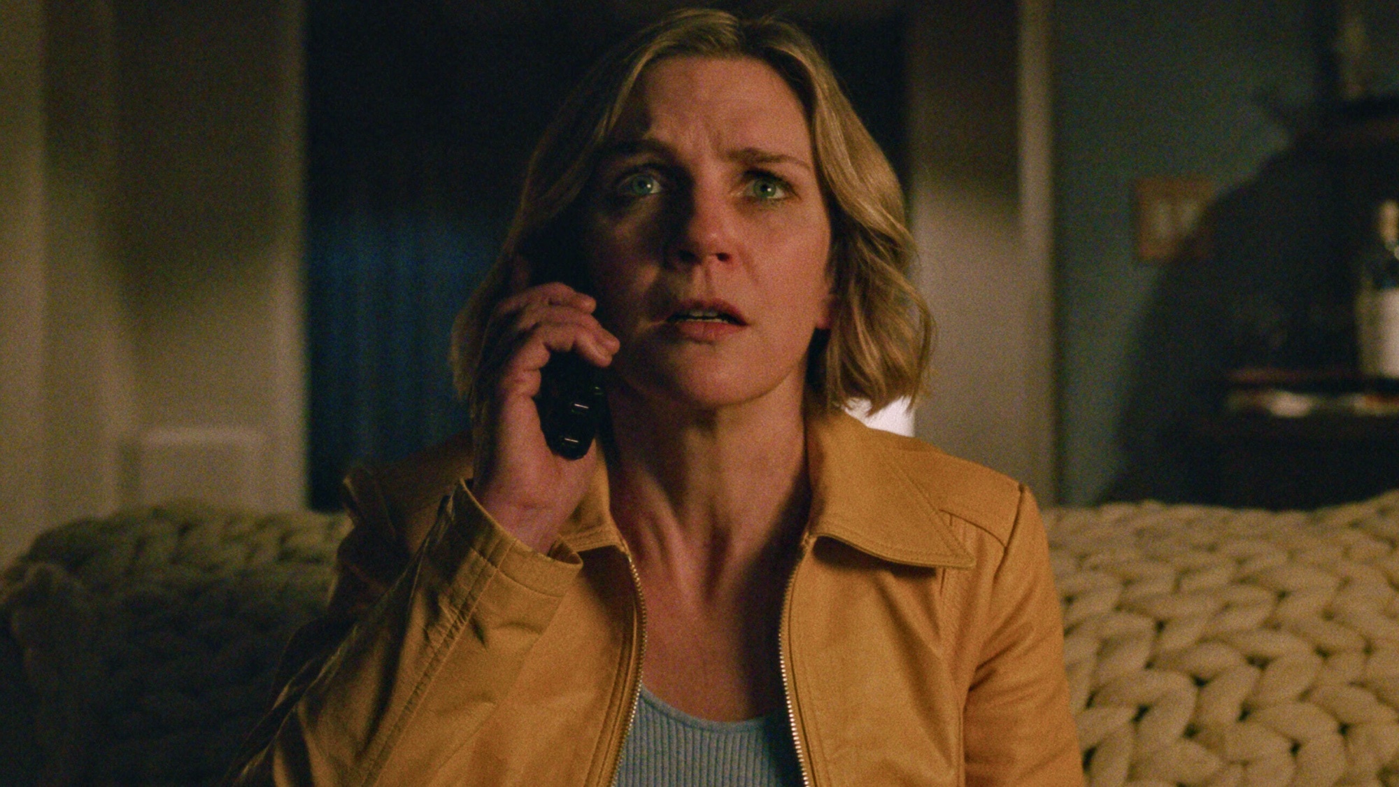 Rhea Seehorn in "Pluribus" on Apple TV Plus.