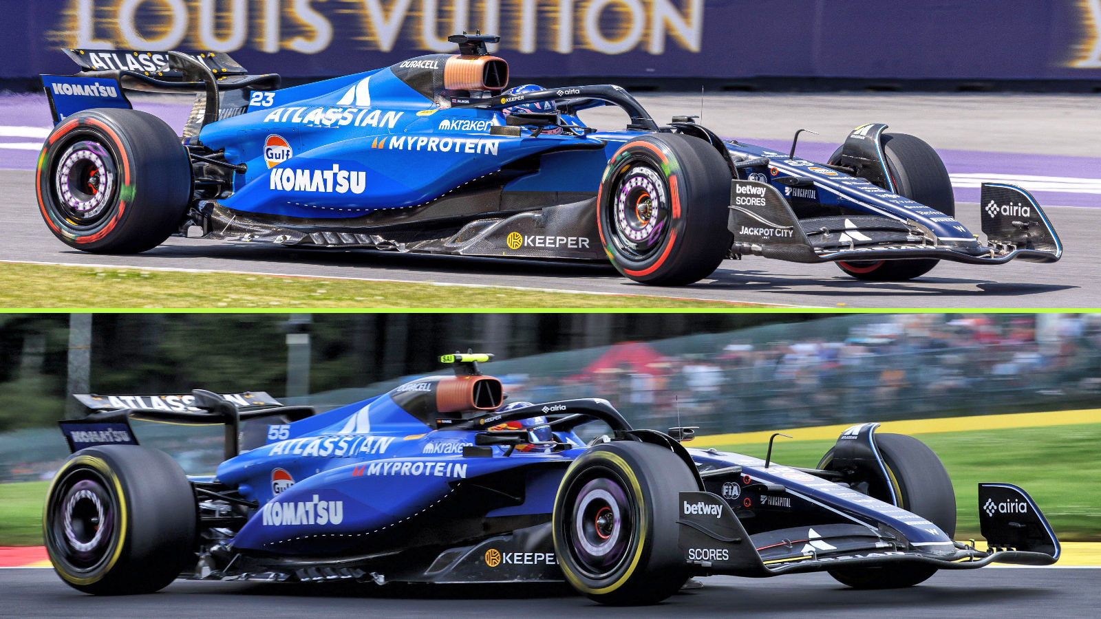 Williams FW47 sidepod comparison