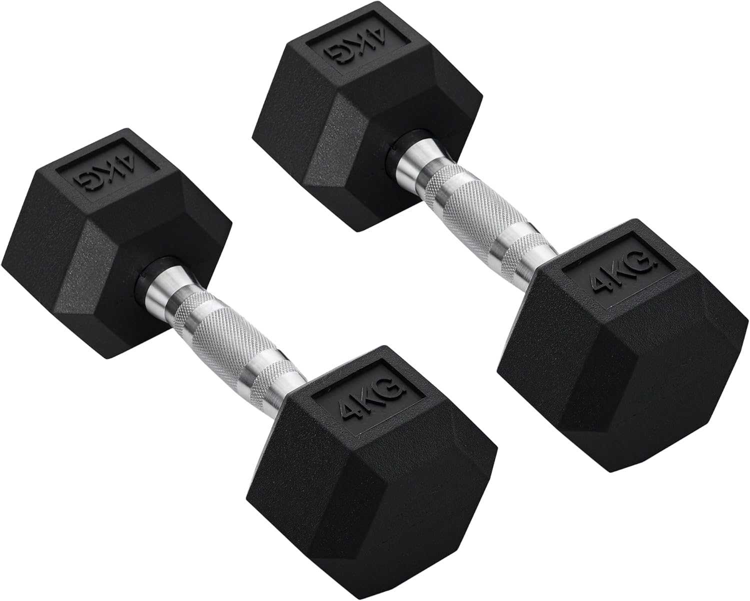 Homcom Rubber Dumbbell Sports Hex Weights Sets Home Gym Fitness Hexagonal Dumbbells Kit Weight Lifting Exercise (2 X 4kg) Black