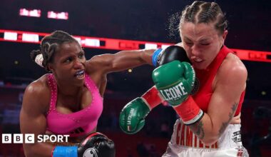 Caroline Dubois lands an overhand left against Dubois against Camilla Panatta